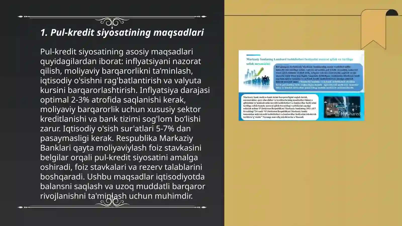 Davlatning pul kredit siyosati:maqsad va dastaklari 3