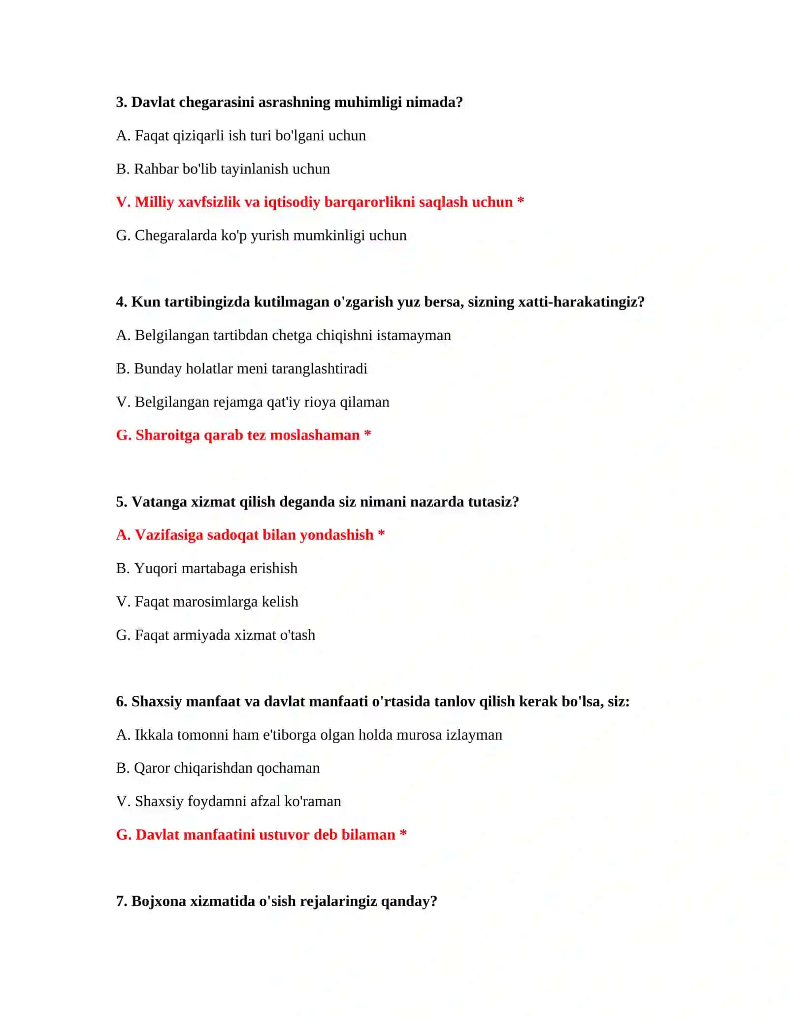 BOJXONA XIZMATIDA SARALASH IMTIHONGA TAYYORLANISH - LOGIK TESTLAR 3
