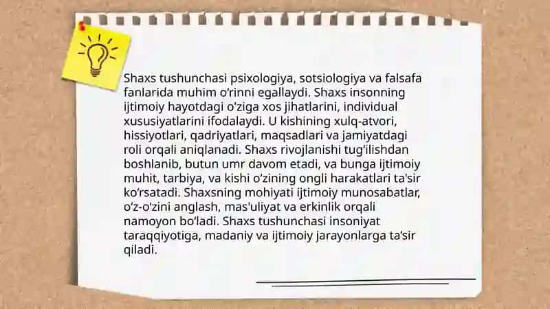 Shaxsning predmetlarning tushunchasi 3