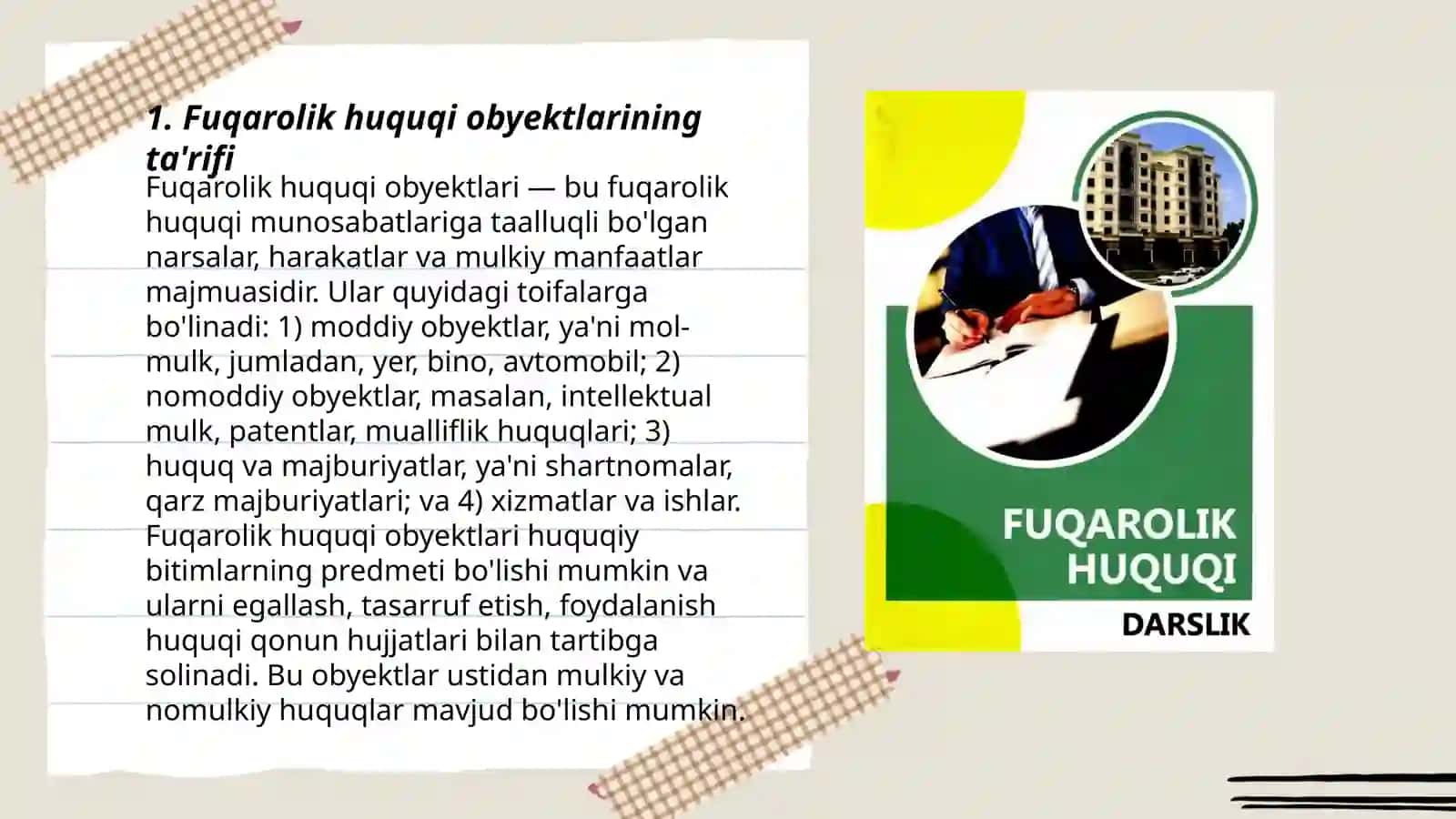 Fuqarolik huquqining obyektlari 3