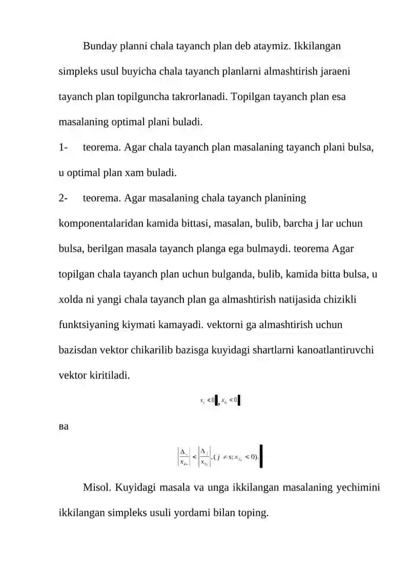 Ikkilangan simpleks usul 3