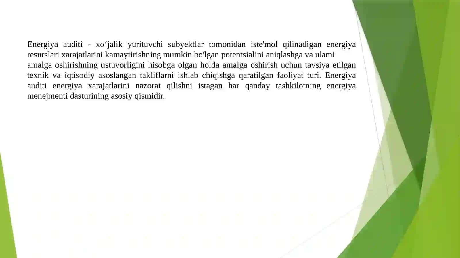 Energiya auditning mazmuni va asosiy qoidalari 3