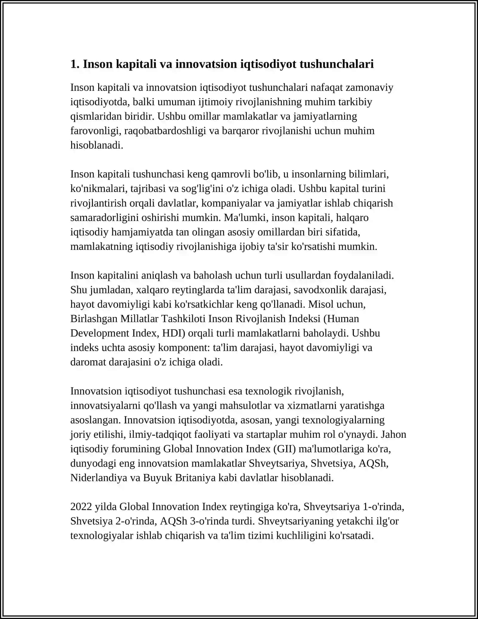 INNOVATSION IQTISODIYOTNING SHAKLLANISHI SHAROITIDA INSON KAPITALINING O'RNI 3
