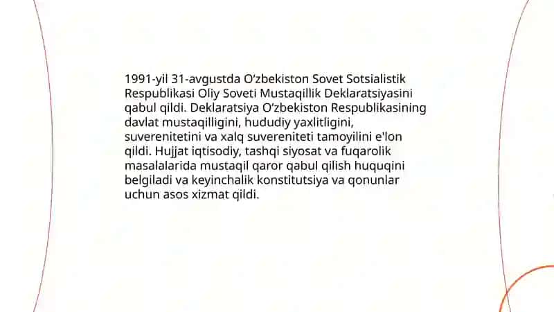 Oʻzbekiston Respublikasi mustaqillikka erishgan kun 3