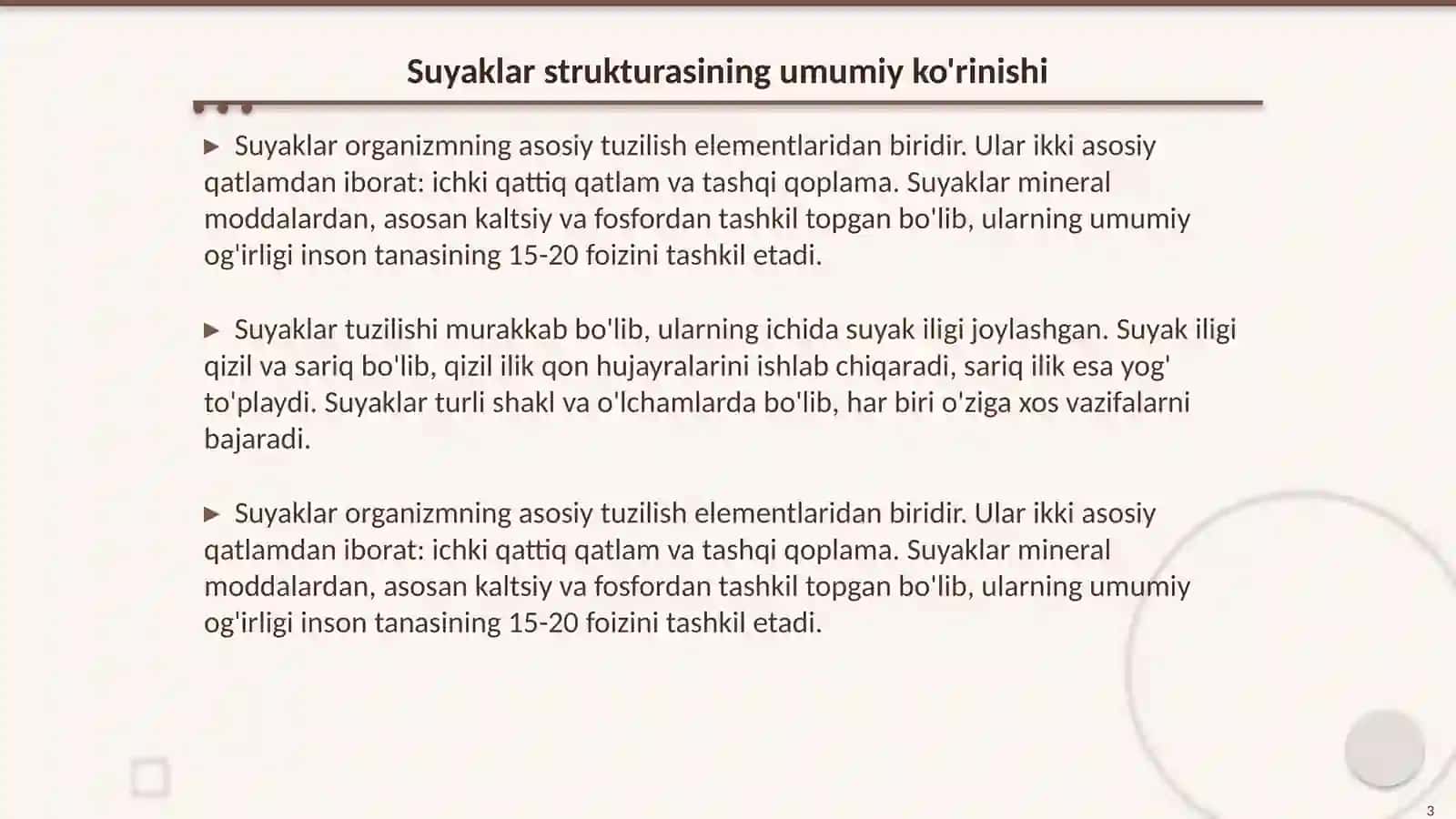 Suyaklar haqida ma'lumot (Ostiyalogiya) 3