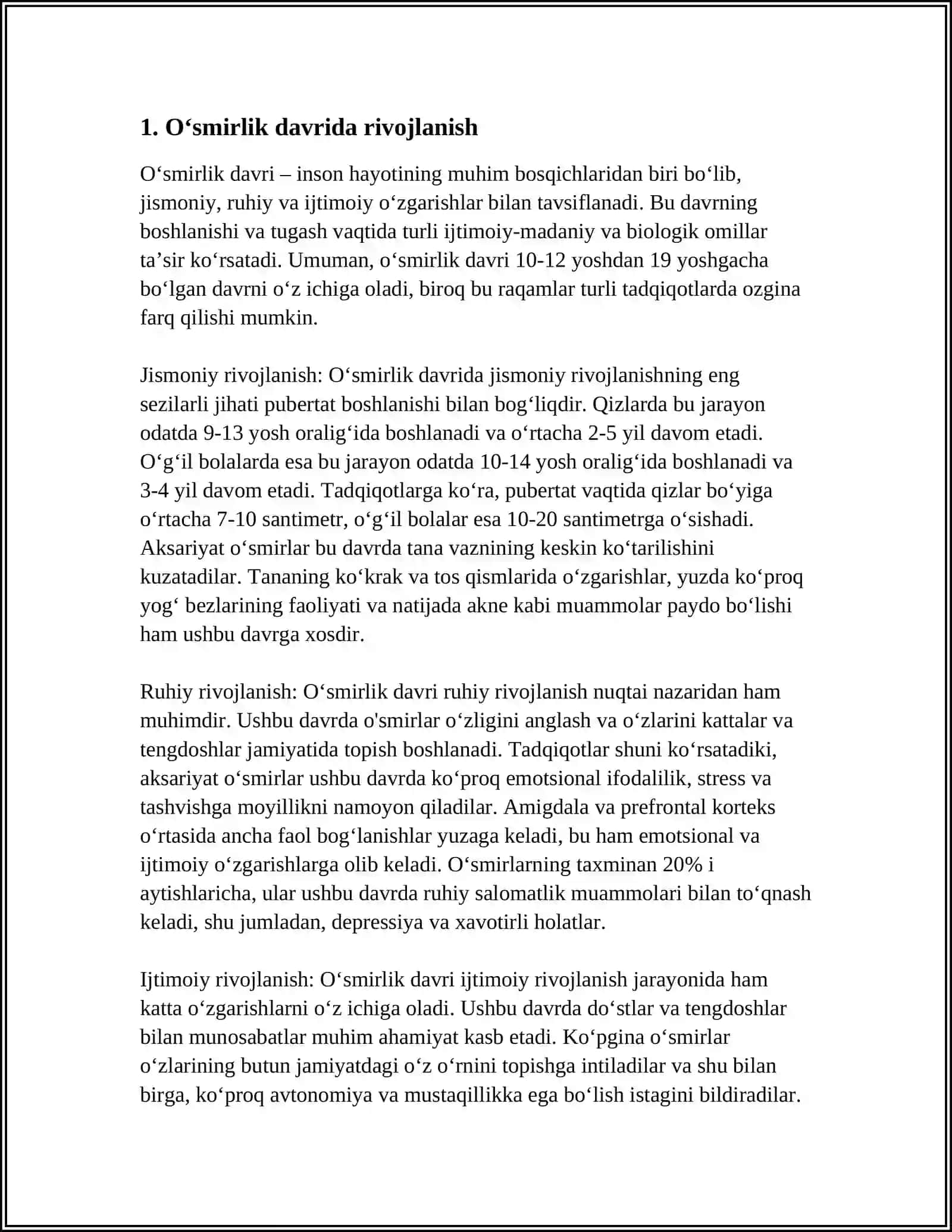 O‘smirlik davrida rivojlanish 3