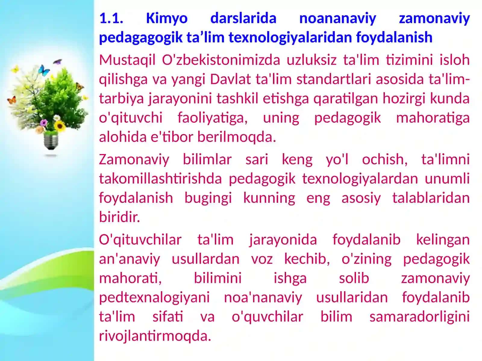 Kimyo fanini o'qitish texnologiyalari 3