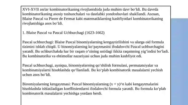 Kombinatorika fanining rivojlanish tarixi 3