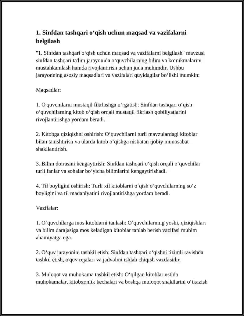 SINFDAN TASHQARI OʻQISH NAMUNASINI ISHLAB CHIQISH 3