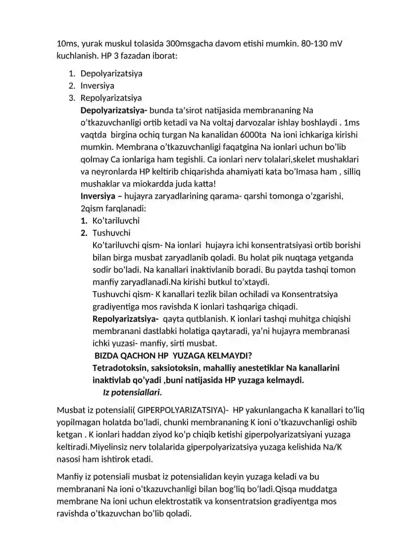 Qo'zg'aluvchan to'qima fiziologiyasi 3
