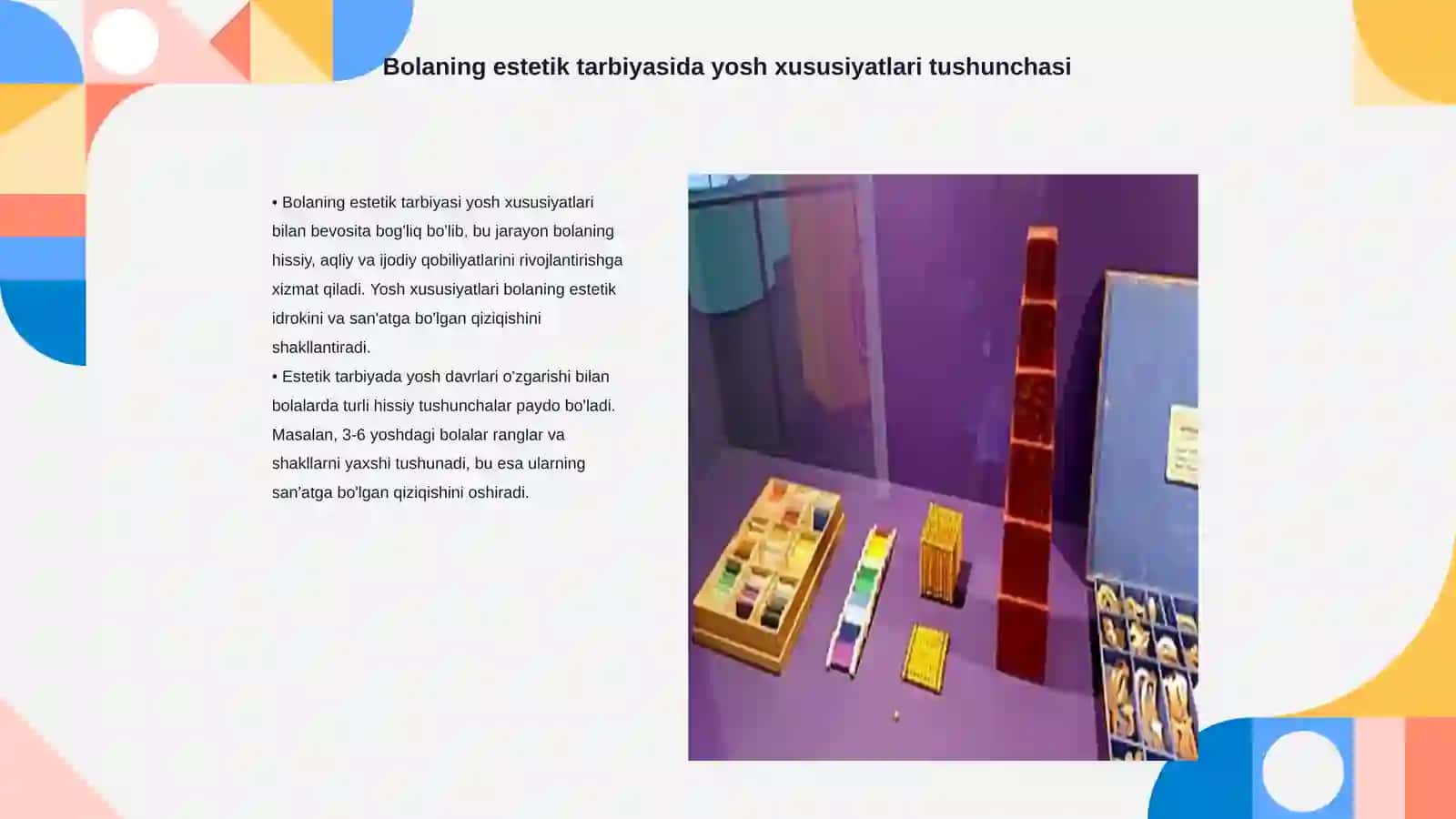Bolaning estetik tarbiyasida yosh xususiyatlari ahamiyati 3