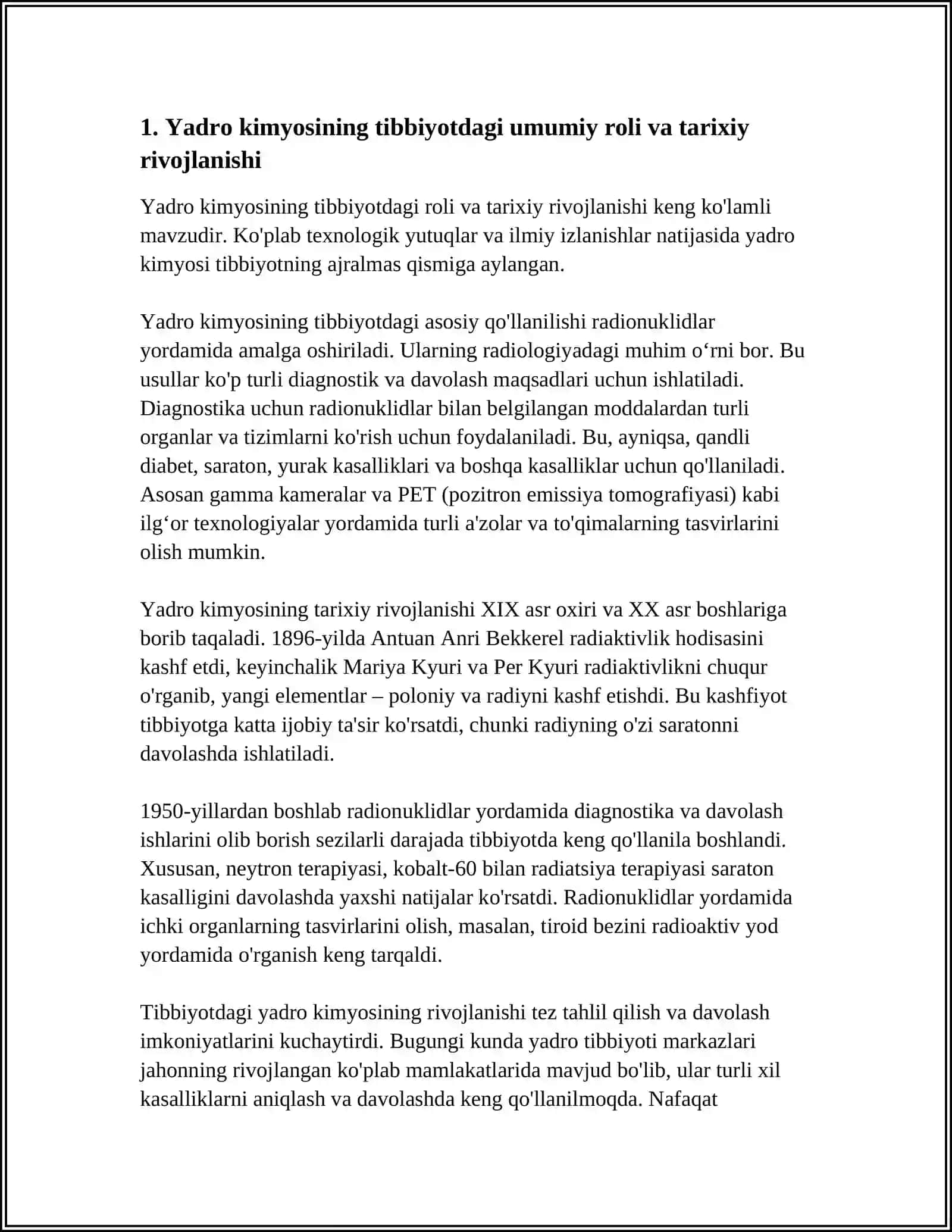 YADRO KIMYOSINING TIBBIYOTDAGI OʻRNI 3