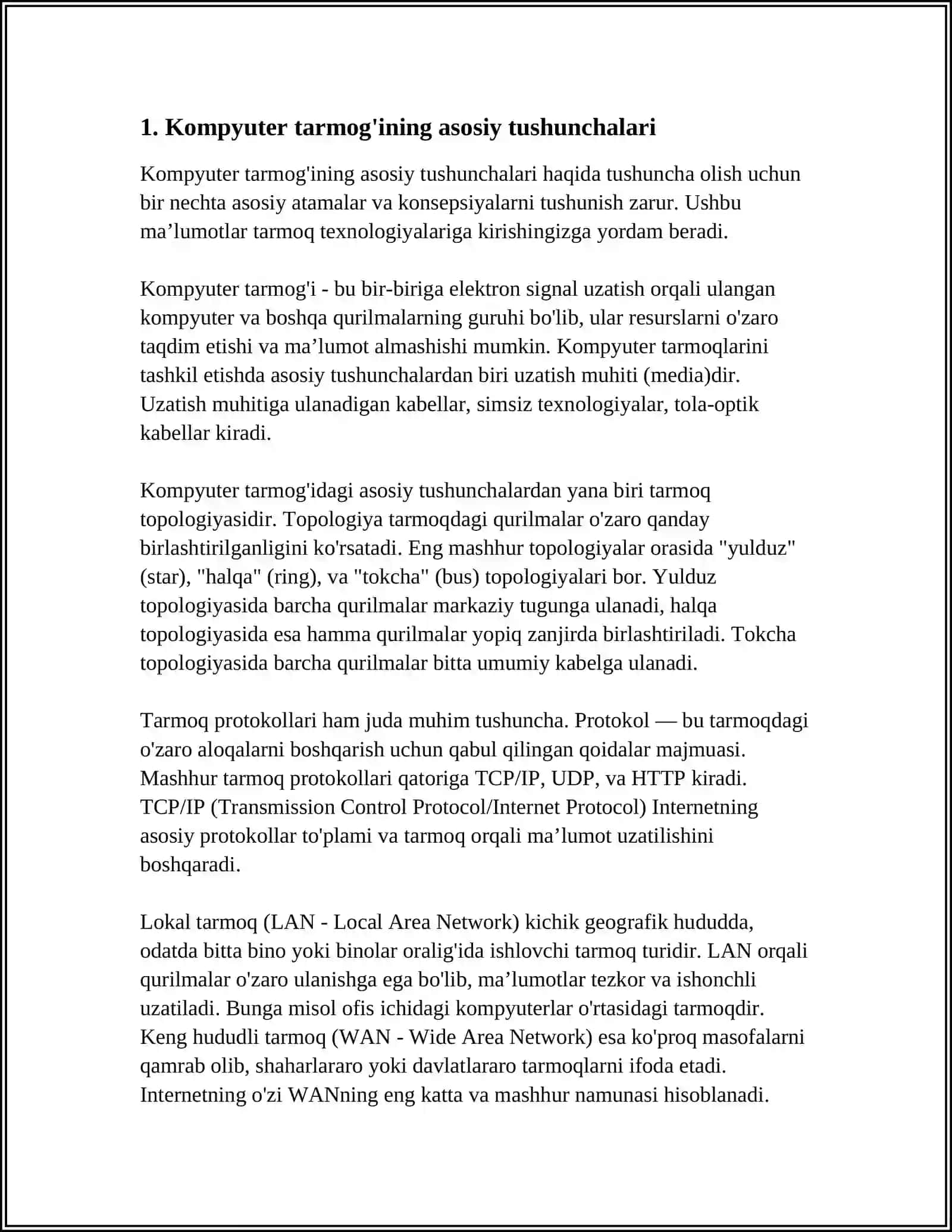 KOMPYUTER TARMOQLARI TO'G'RISIDA UMUMIY MALUMOTLAR 3