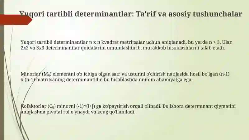 Yuqori tartibli aniqlovchilardan foydalanish 3