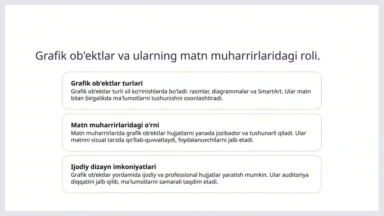 Grafik ob'ektlar va SmartArt 3