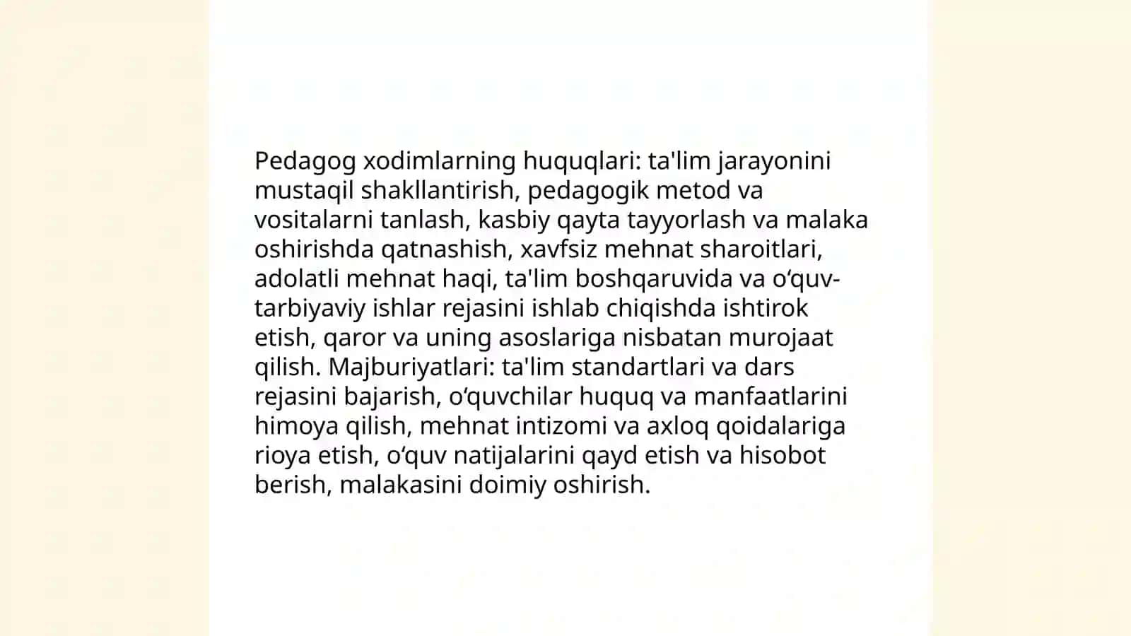 Pedagog xodimlarning huquq va majburiyatlari 3