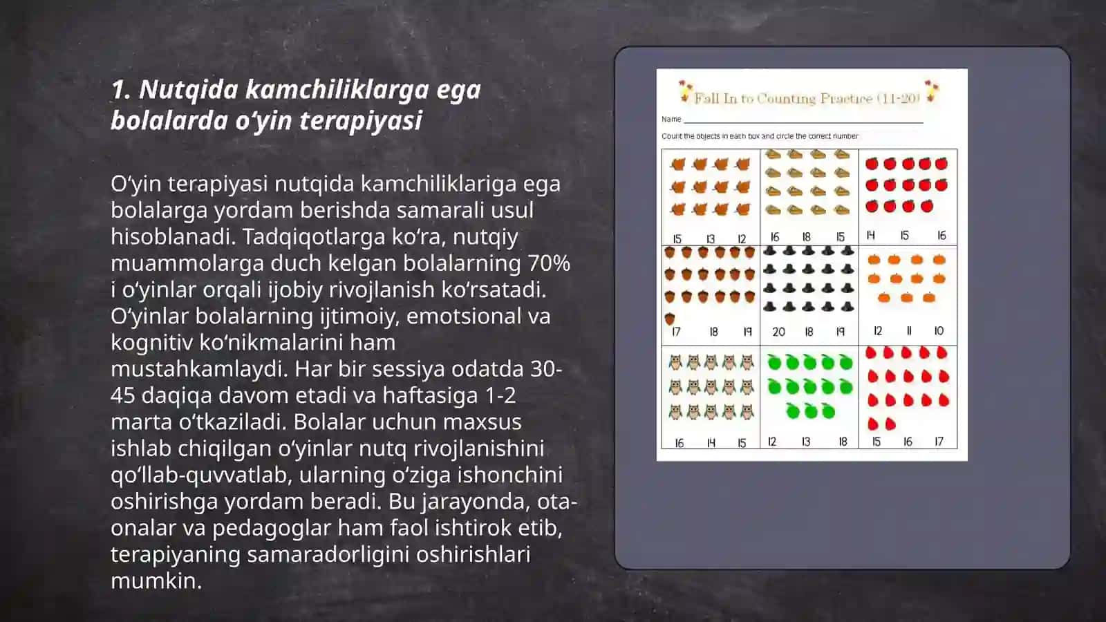 Nutqida kamchiliklarga ega bolalarda o‘yin terapiyasi 3