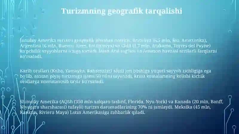 Amerika qitʼasi mamlakatlari turizm geografiyasi 3