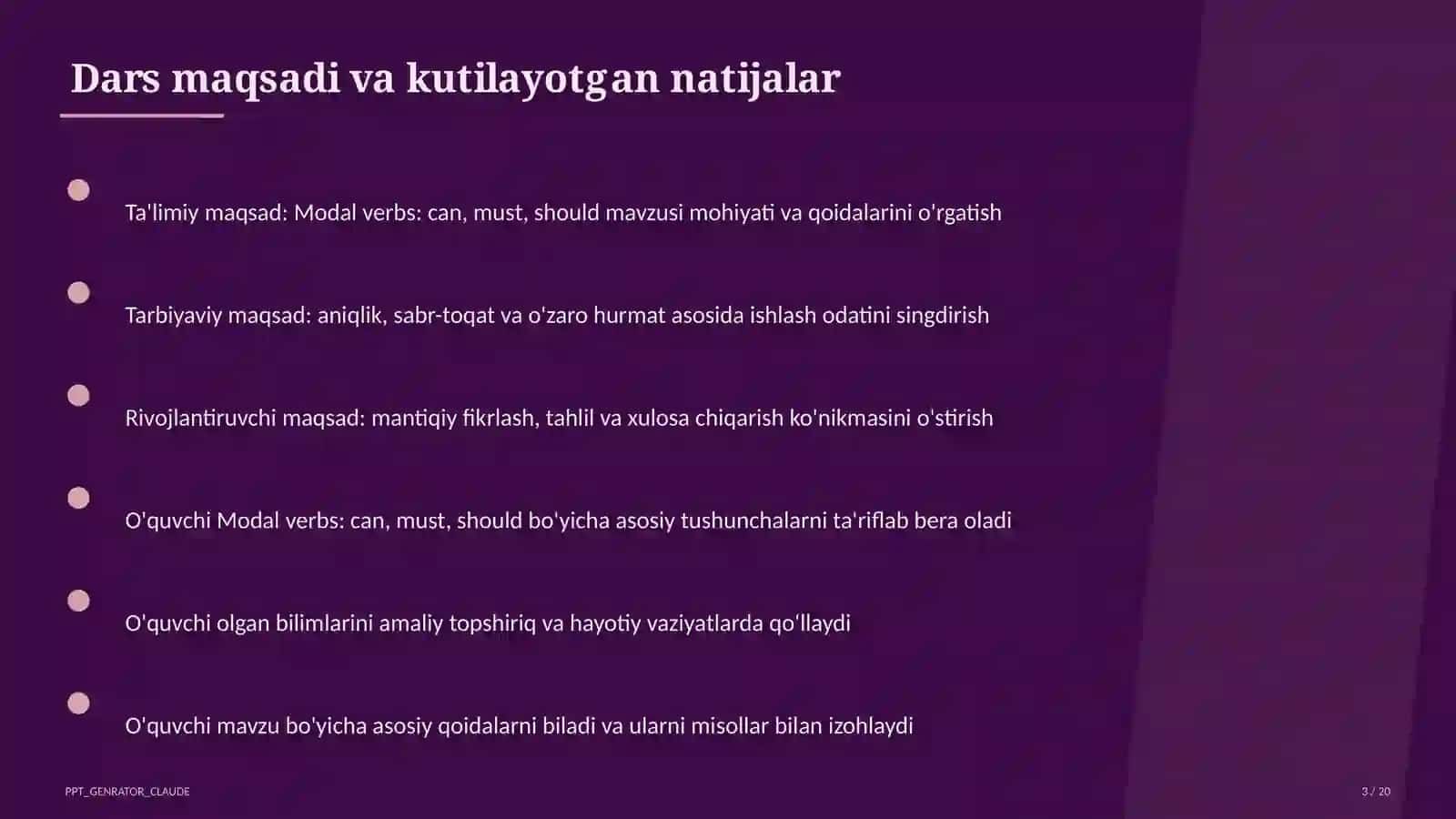Modal verbs: can, must, should (7-sinf) 3