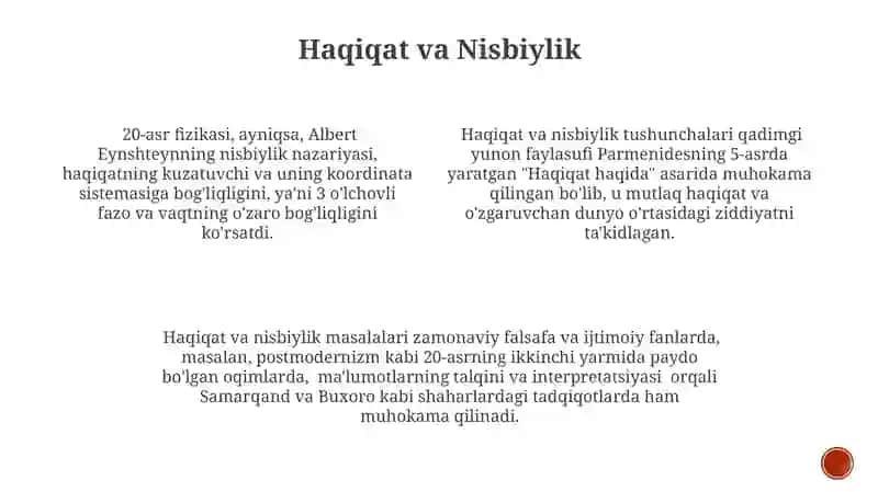 Haqiqat va Nisbiylik 3