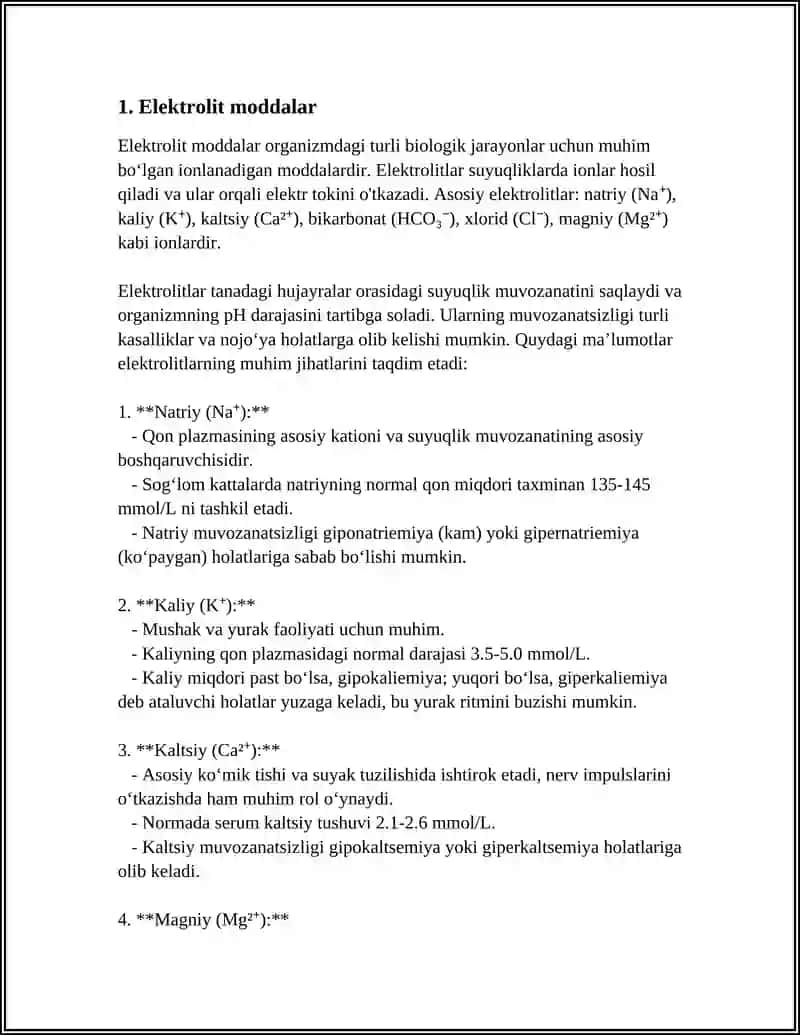 Elektrolit va Noelektrolit Moddalar 3
