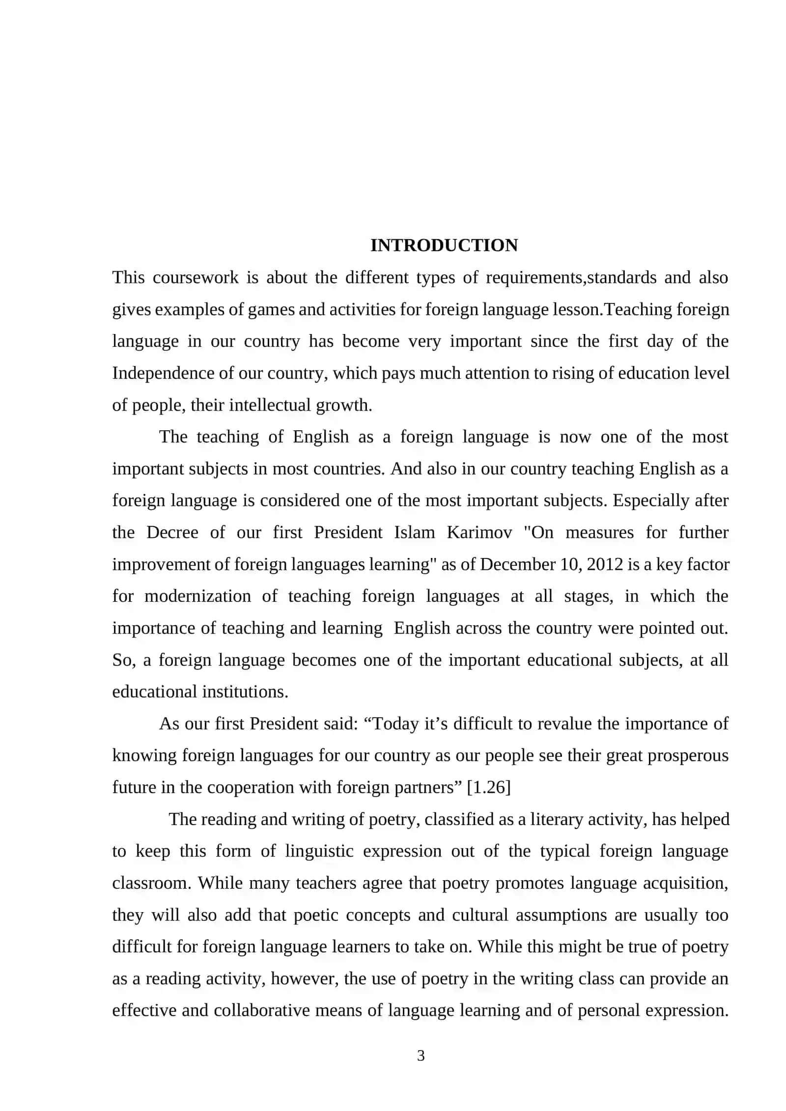 Course Paper: Requirements for a Foreign Language Lesson 3