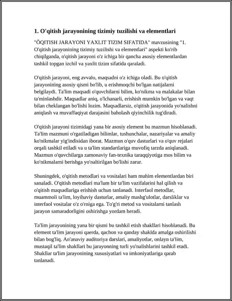 ÕQITISH JARAYONI YAXLIT TIZIM SIFATIDA 3