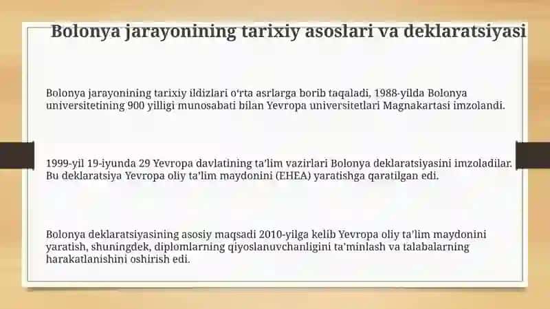 Oliy ta'lim va Bolon jarayonlari 3
