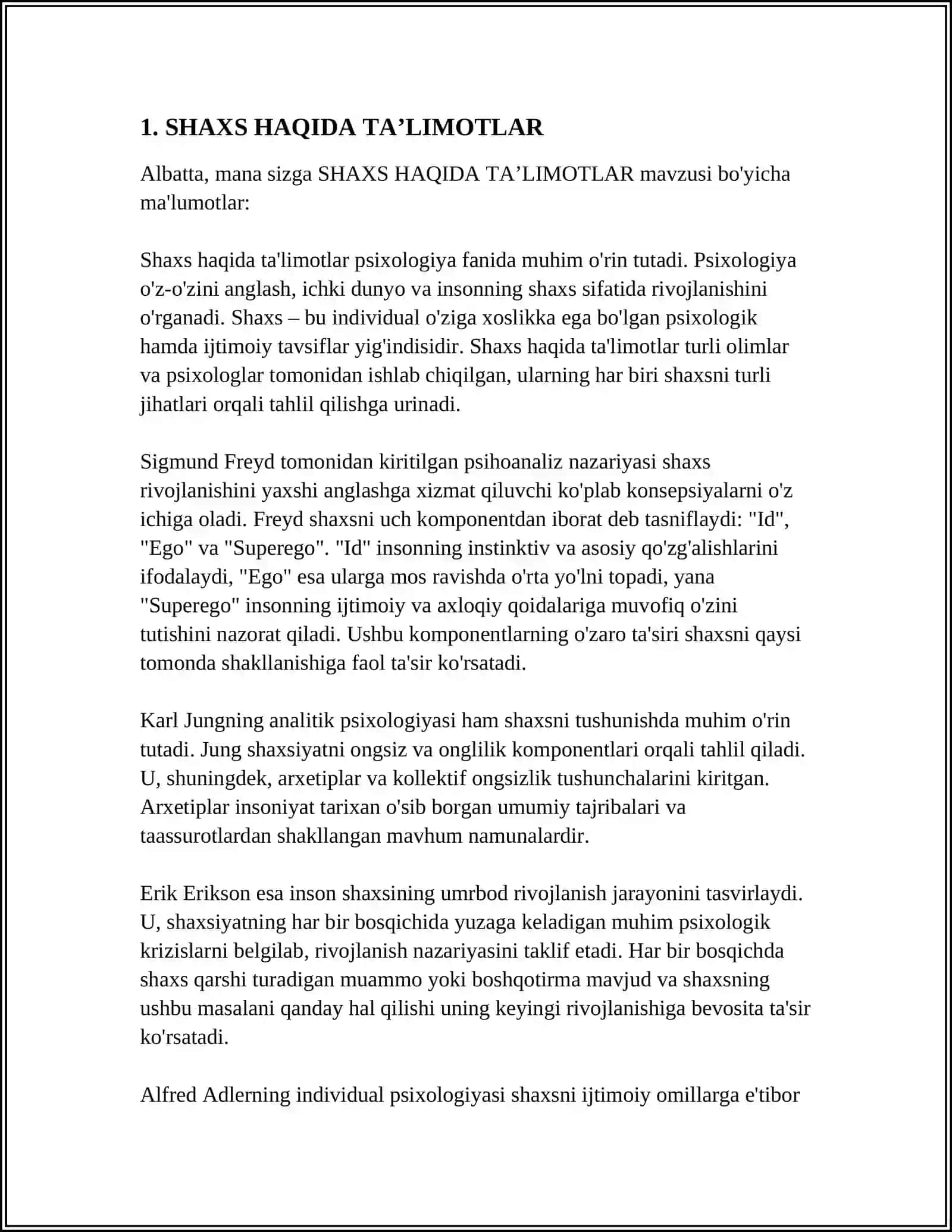 SHAXS HAQIDA TA'LIMOTLAR 3