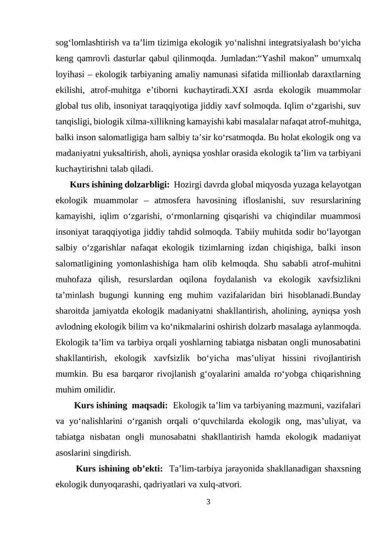 Ekologiya. Ekologik ta'lim- tarbiya mazmuni 3
