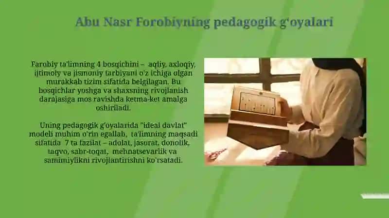 Abu Nasr Forobiyning pedagogik g'oyalari 3
