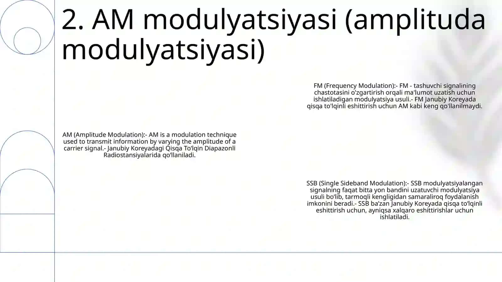 Janubiy Koreaning Qisqa To‘Lqin Diapazonli Radiostansiyalarida Qo‘Llanadigan Modulyatsiya Turlari Va Ularning Ishlash Usullari 3