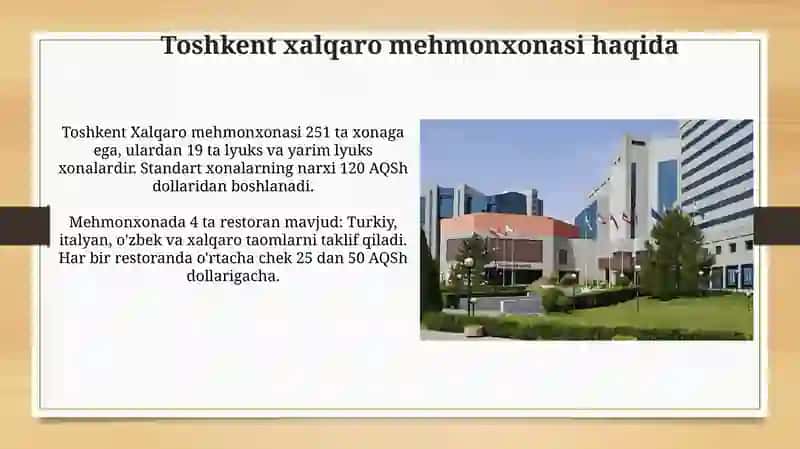 Toshkent Xalqaro Mehmonxona 3