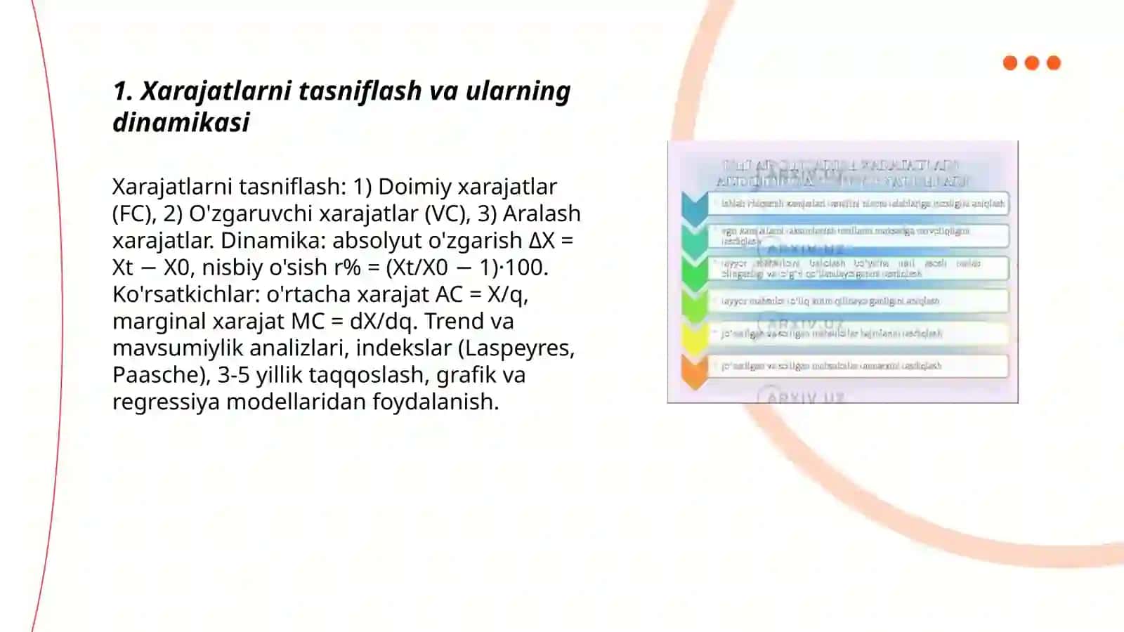 Xarajatlarni baholash va ularni dinamikasi 3