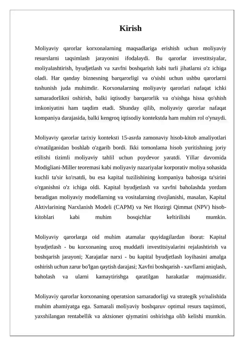 Korxonalarda moiliyaviy qarorlar 3