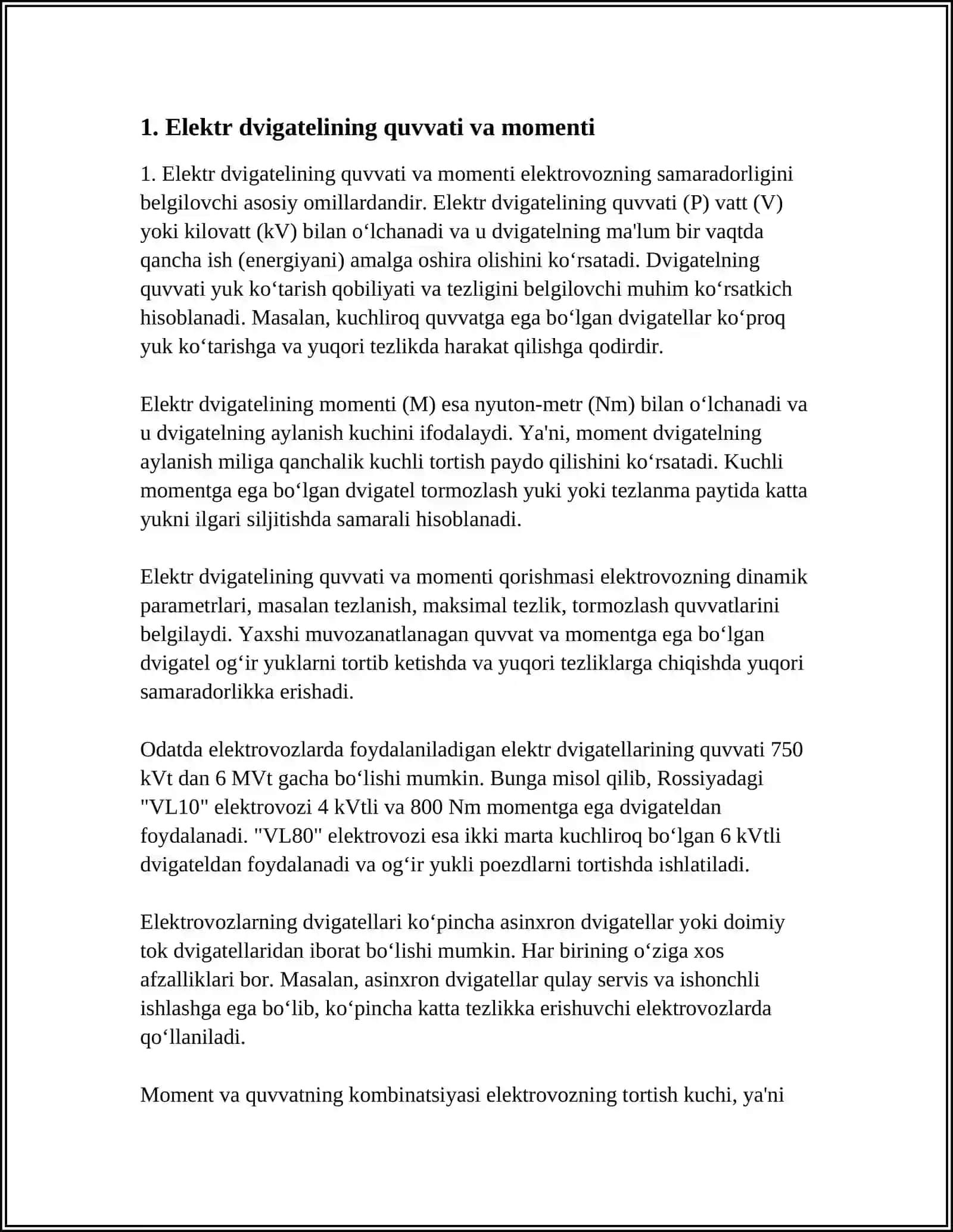 ELEKTROVOZ TAVSIFLARINING TURLI OMILLARI 3