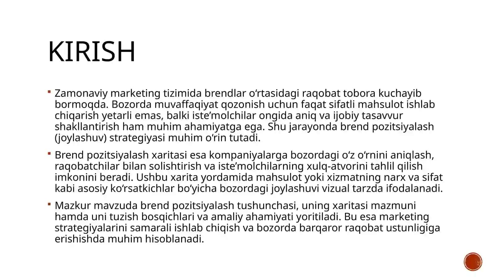 Brendpozitsiyalash xaritasi tuzish 3