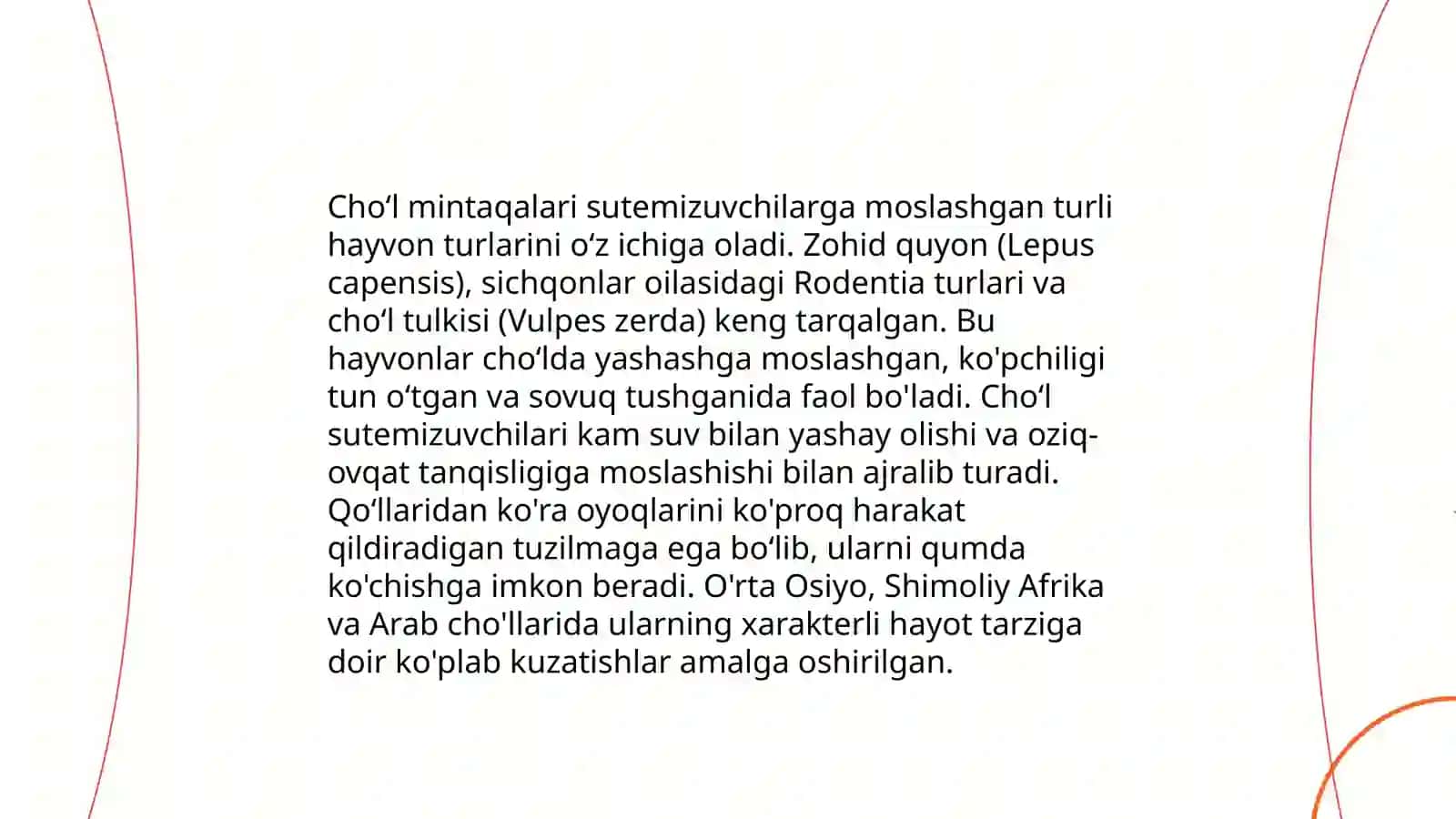 Choʻl mintaqasi faunasining tarkibi 3