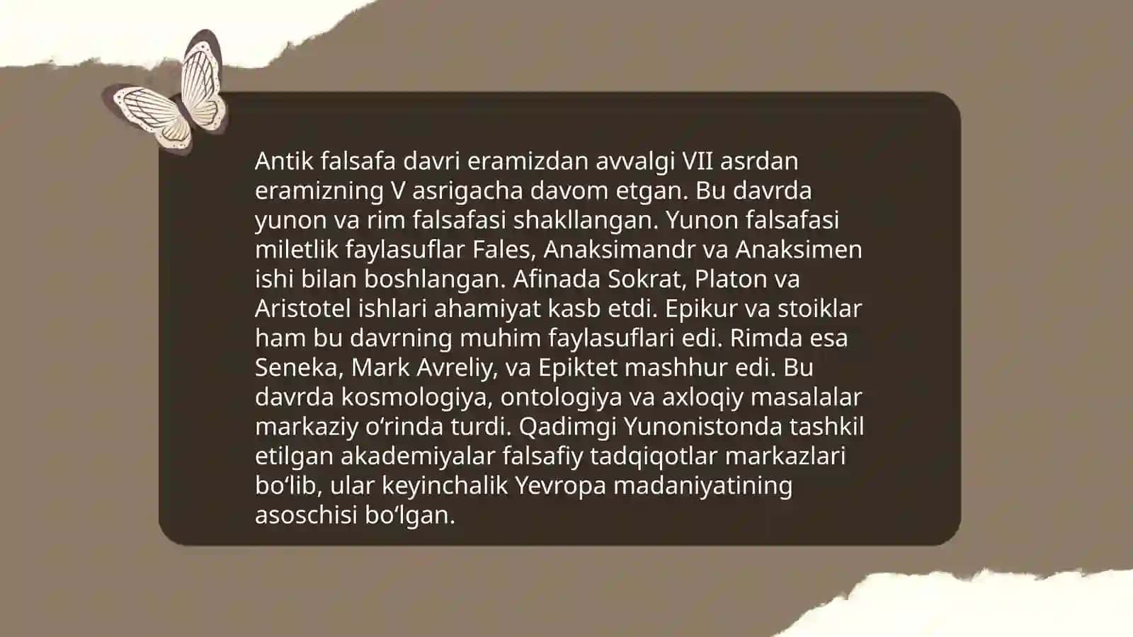 Falsafaviy tafakkur taraqqiyoti bosqichlari gʻarb falsafasi 3