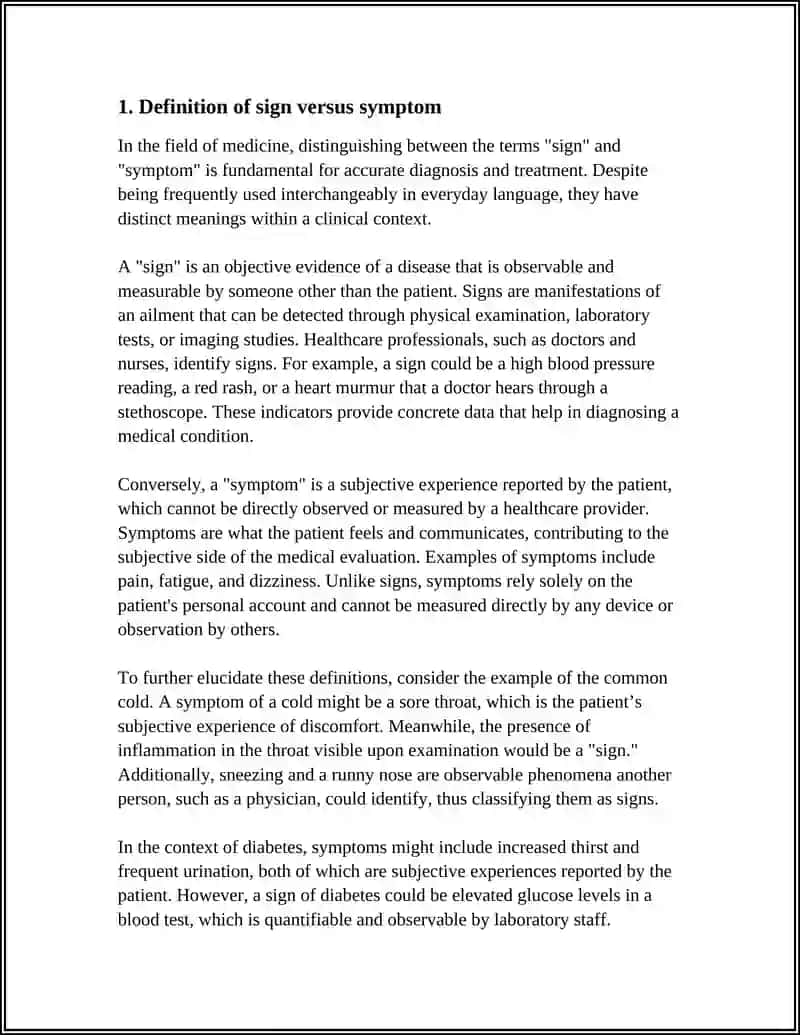 MAKE A REPORT DESCRIBING THE DIFFERENCE BETWEEN SIGN AND SYMPTOM 3