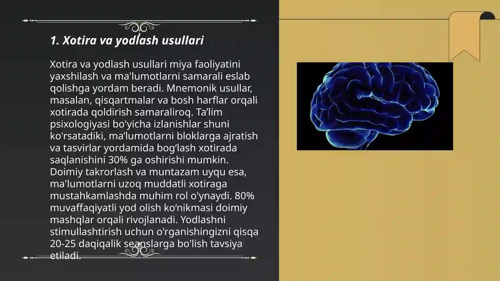 Xotira va yodlash usullari 3