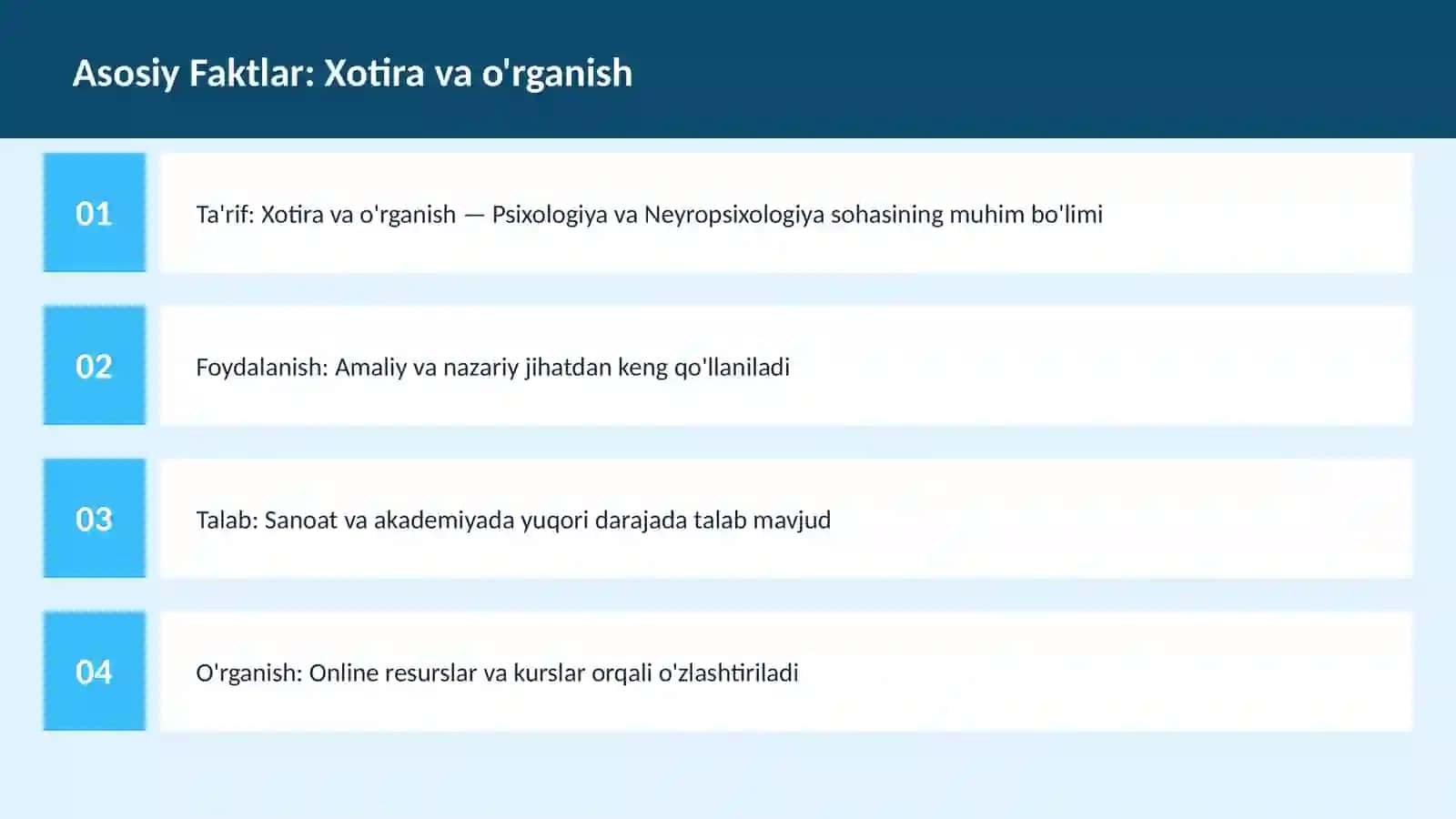 Xotira va o'rganish 3