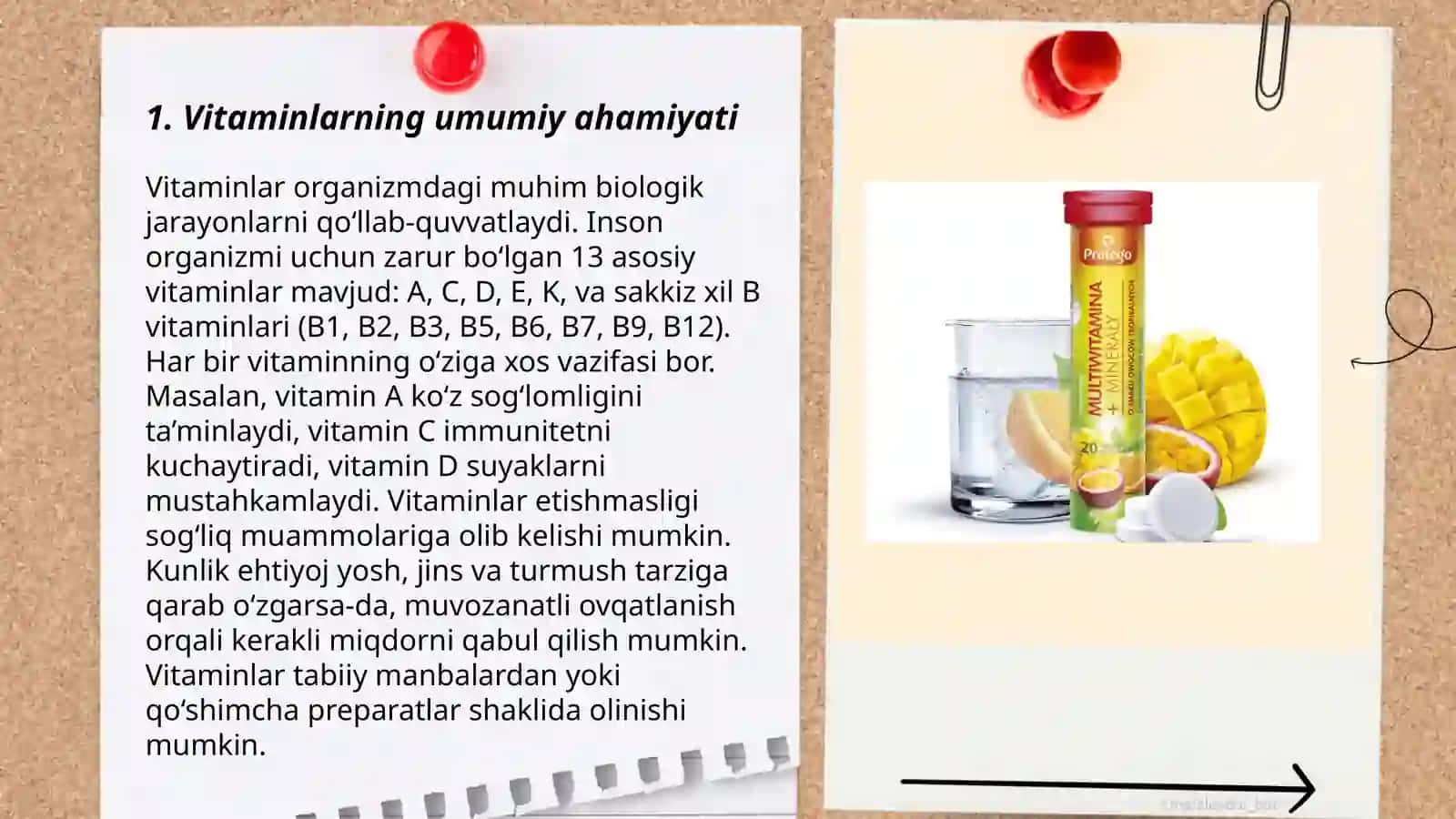 Vitaminlarning ahamiyati. Mineral moddalar 3
