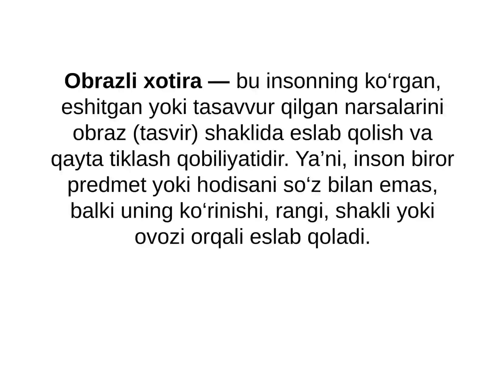 Obrazli xotirani eksperimental o’rganish 3