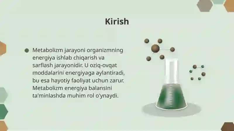Metabalizm jarayonida energiya hosil bo'lishi va sarflanishi 3