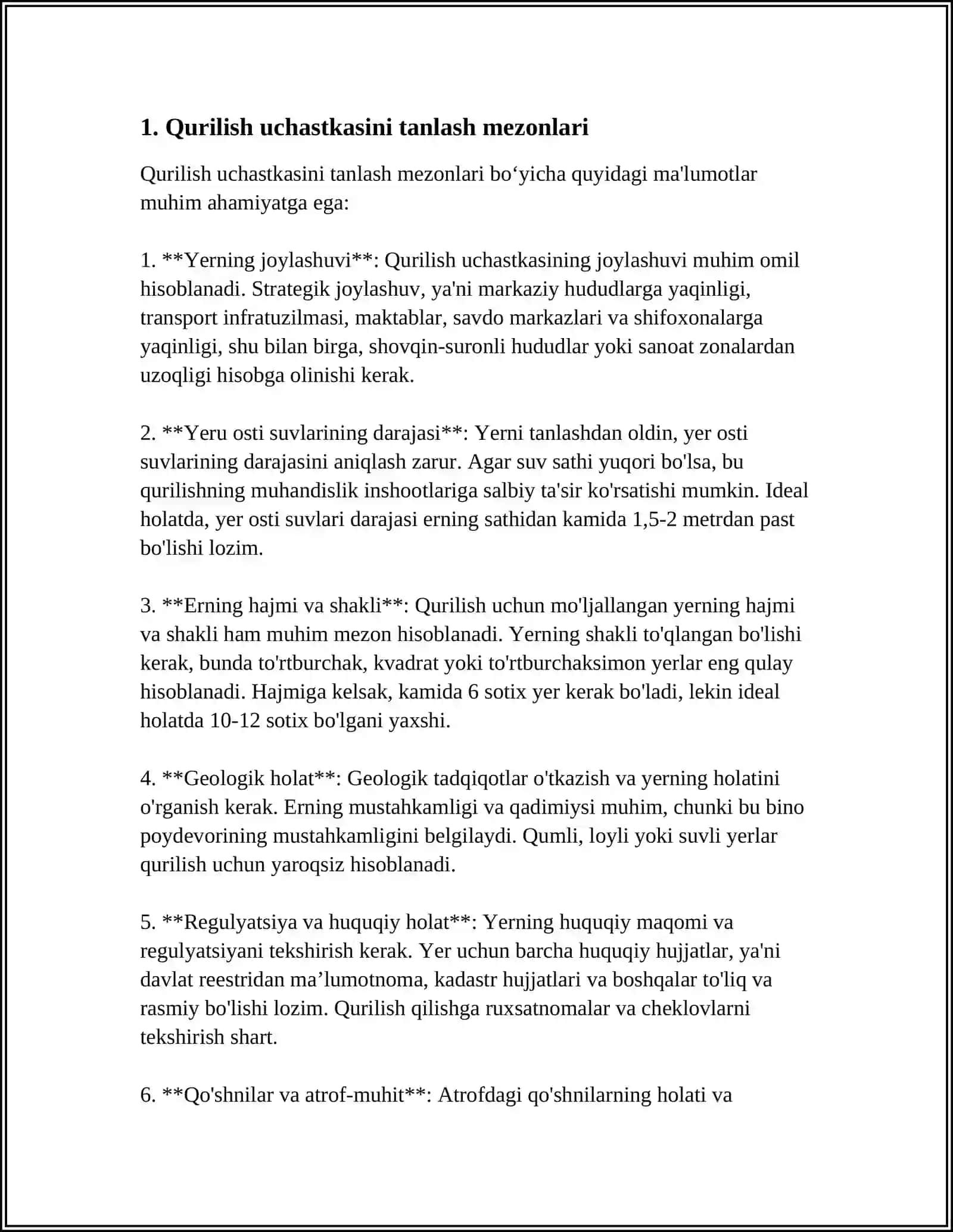 QURILISH UCHASTKALARINI BAJARISH 3