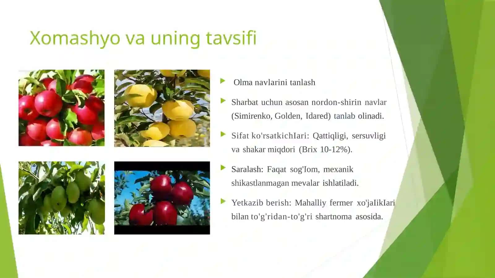 (100 millionlik loyiha ishi)  Qishloqxo‘jalik mahsulotlari 3