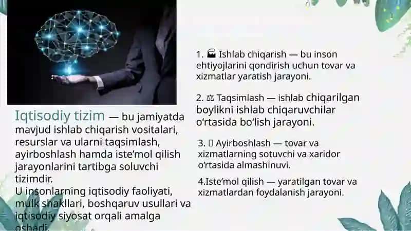 Iqtisodiyot, oʻrmonchilik va veterinariya fakulteti Buxgalteriya hisobi yoʻnalishining 117-guruh talabasi Abdukarimova Jahonaning iqtisodiyot fanidan tayyorlagan mustaqil ishi 3