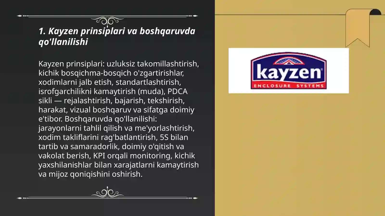 Boshqaruvda Kayzen usulidan foydalanish 3
