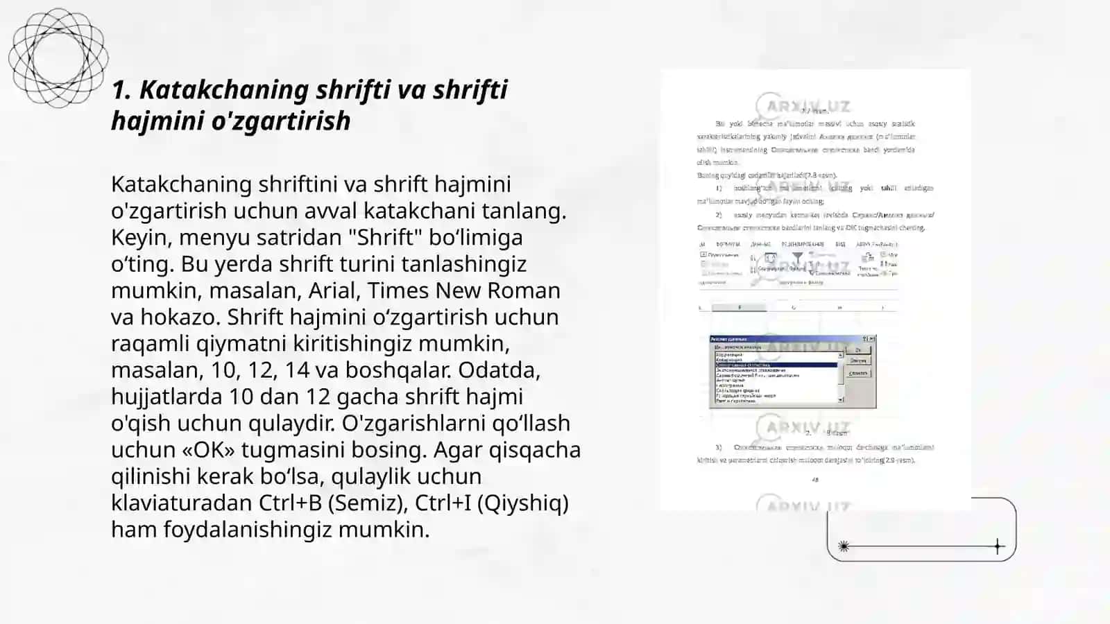 MS Excel dasturida katakchalar format formatlarini o'zgartirish.Avoto'ldirish funksiyasidan foydalanish 3